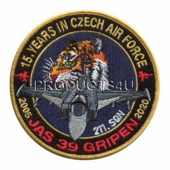 PATCH - GRIPEN, 15 YEARS IN CZECH AIR FORCE,  standard colors